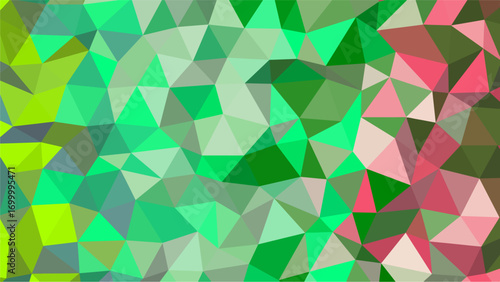 Vibrant abstract geometric low poly background with green pink and yellow gradient triangles polygon
