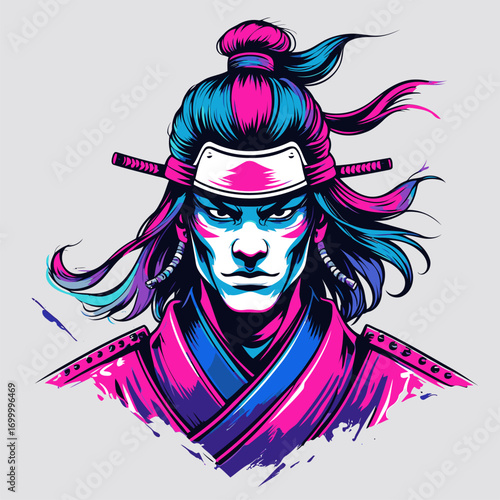 vector samurai comic book style