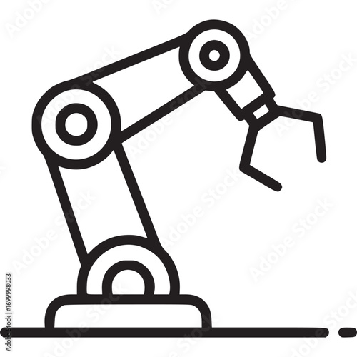 Robotic arm selecting a person isolated on white background a simple line drawing of a robotic arm selecting a person, symbolizing automation, technology, and the future of work