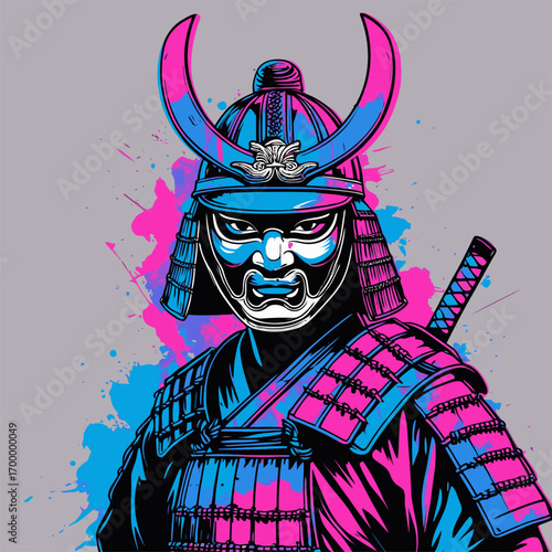 vector samurai comic book style