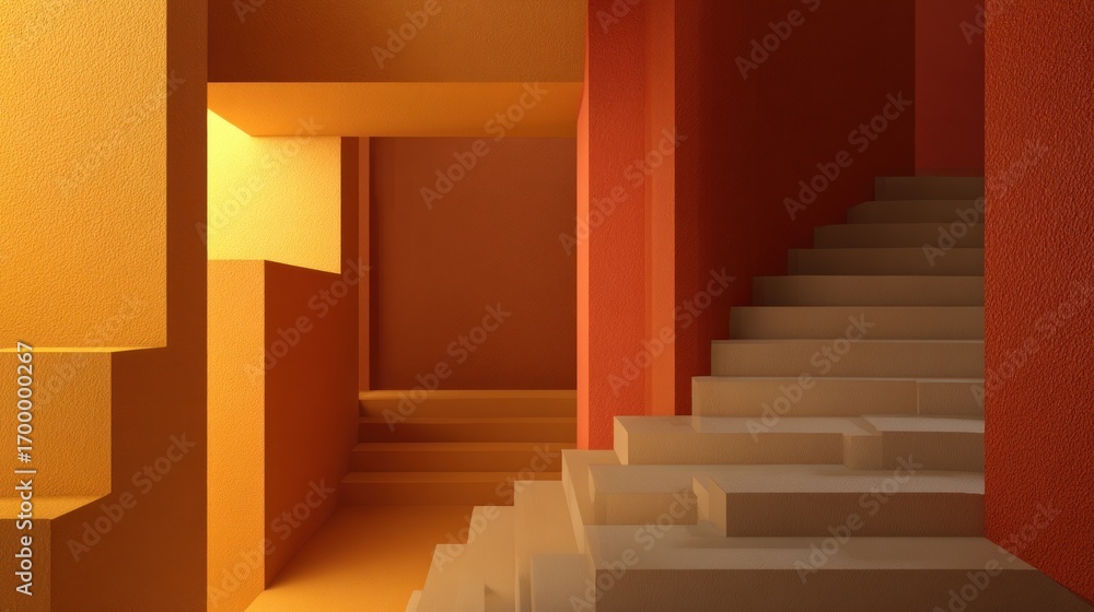 Obraz premium Abstract Architecture: Warm Hues and Geometric Forms
