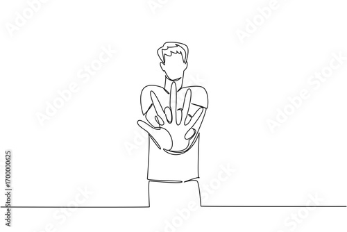Single line drawing of a man performing CPR chest compressions, symbolizing health concept for National CPR and AED Awareness in promoting quick and effective emergency response.