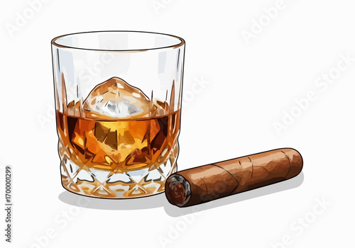 Set of Whiskey and Cigar