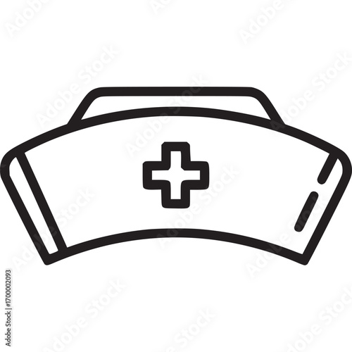 Nurse hat with cross isolated on white background professional medical headwear for healthcare worker, hospital staff, or nursing student symbol of care and service