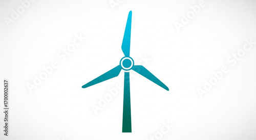 Sleek modern wind turbine generating clean energy with dynamic blue-green gradient, symbolizing sustainability and innovation for environmental projects and future technology.