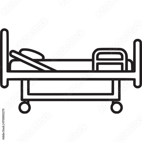 Hospital bed icon isolated on white background symbol of medical equipment for patient care and treatment in healthcare facilities, clinics, and emergency rooms vector illustration