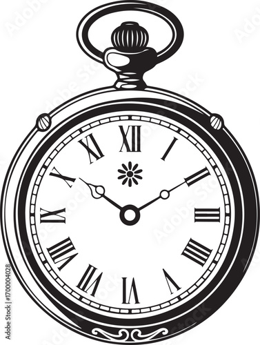 Pocket Watch Icon Outline Style Vector Illustration for Timekeeping and Elegance