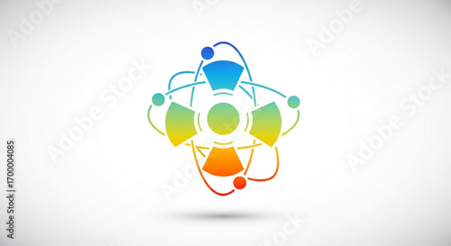 Dynamic atomic structure with orbiting electrons in vibrant gradient, representing science, innovation, and energy research for modern technology concepts.