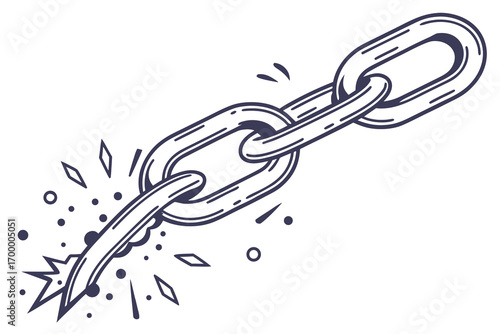 Broken Chain Link Symbolizing Weakness and Failure.