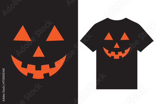 Halloween Pumpkin Face Evil Smile T Shirt Design Vector For Print, Halloween Typography T Shirt Design.
