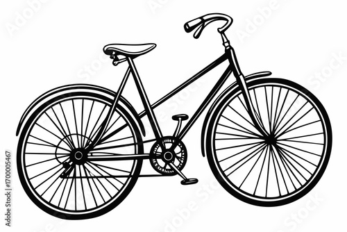 Classic Bicycle Illustration Black and White.