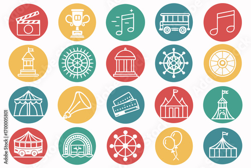 Collection of Entertainment and Leisure Icons.