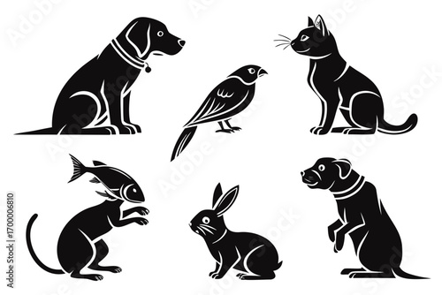 Diverse Animal Silhouettes Collection.