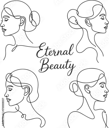 Vector illustration of a woman's face with a stylish sketch design and fashion makeup