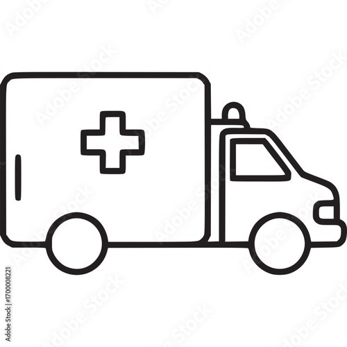 Ambulance car isolated on white background the ambulance is a vehicle used to transport patients to the hospital it has a siren and a flashing light on top, and a cross on the side