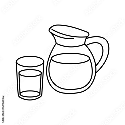  water, glass, water pouring container icon white on background