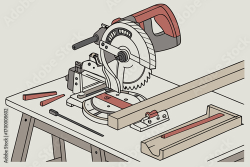 Miter Saw and Woodworking Tools Setup.