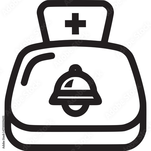 First aid kit with bell isolated on white background, a vital medical supply for emergencies, offering quick access to essential treatments and ensuring prompt care in critical situations