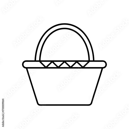 Outline drawing of a simple picnic basket on transparent background