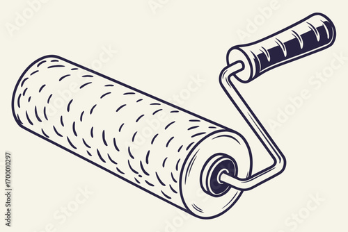 Stylized Illustration of a Paint Roller Tool.