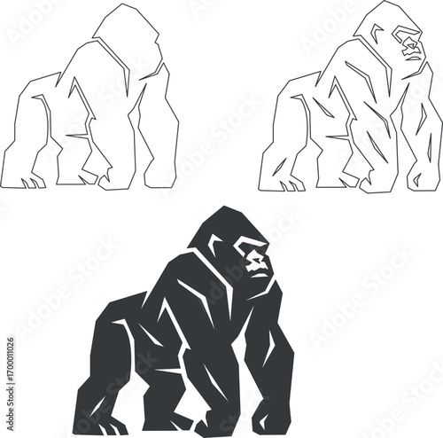 gorilla line art and illustration 