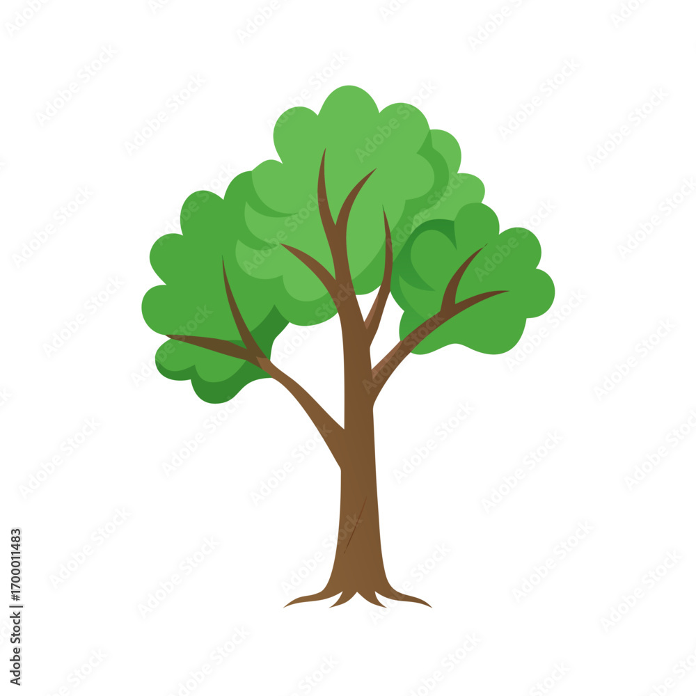 Fototapeta premium Green tree vector illustration, tree clip art with green leaves, green tree vector, tree clip art, tree clip art icon, tree clip art vector icon, tree clip art isolated on white.