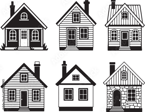 House Silhouette Collection Home Building Structure Architecture Dwelling Residence Estate Property