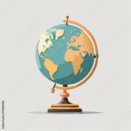 Pixel Art World Globe on Wooden Stand