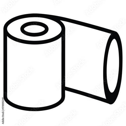 Simple Outline Icon of a Toilet Paper Roll Unrolling hygiene bathroom