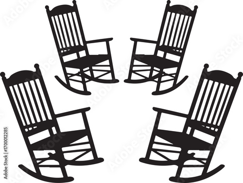Relaxing Rocking Chair Vector Set for Comfortable Seating and Home Decor Elements