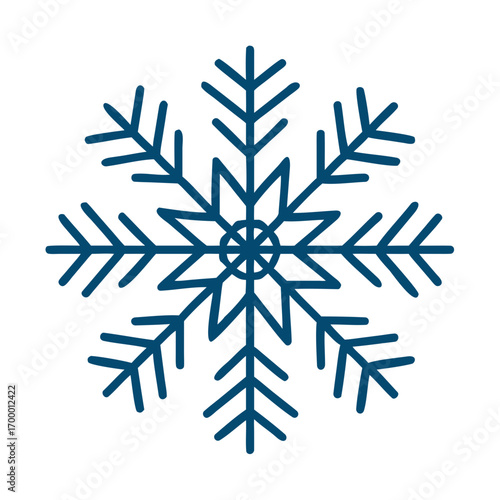 Snowflake clipart vector illustration isolated on white background, decorative winter snow crystal icon, holiday frozen ice pattern design, seasonal graphic art.
