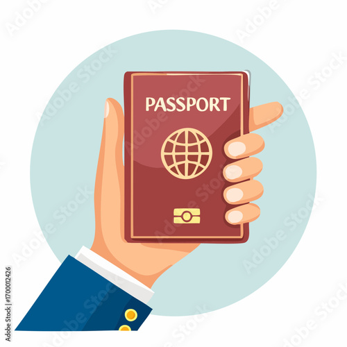 Hand Holding Red Passport International Travel