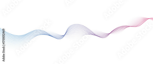 Flowing Dot Wave halftone gradient pattern on transparent background	
