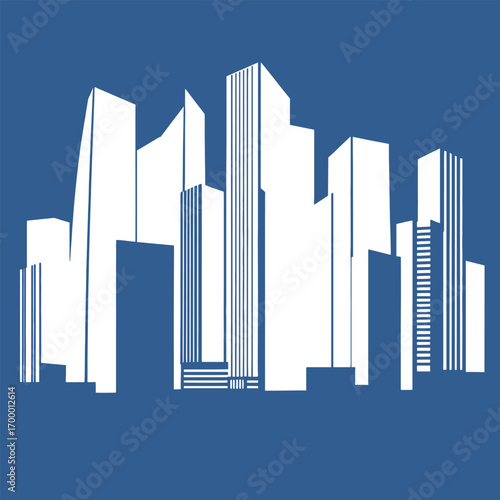 Set of cityscape background. Skyline silhouettes. Modern architecture. Horizontal banner with megapolis panorama. Building icon. Vector illustration. City silhouettes

