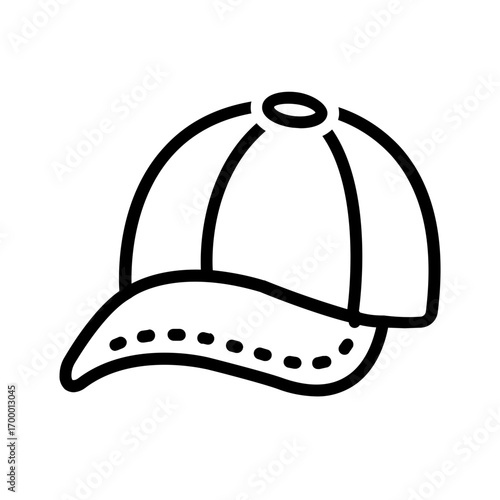 Vector black line icon for cap
