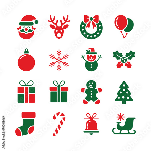 set of christmas elements