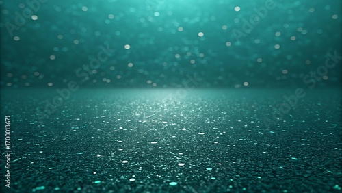 Teal Glitter Background: Sparkling Festive Texture with Bokeh Lights, Elegant and Luxurious Design.