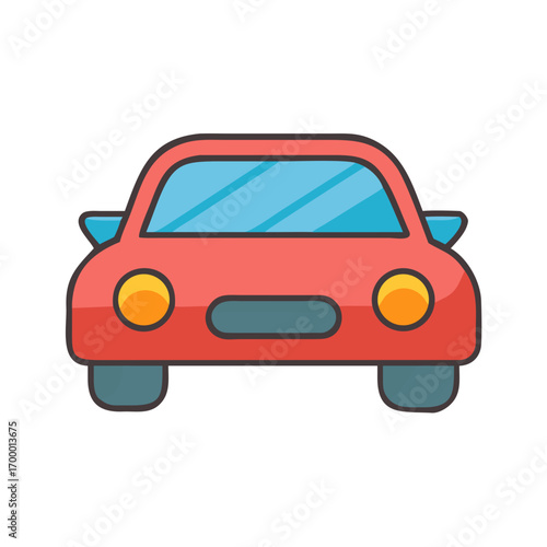 Car clip art vector icon illustration, modern automobile design, cartoon vehicle graphic, car isolated on white background, transportation concept.