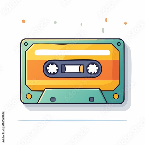 Retro Audio Cassette Tape on White Background