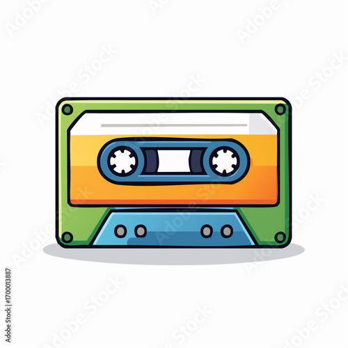 Green And Orange Retro Audio Cassette Tape