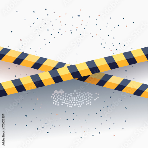 Black and Yellow Caution Tape on Gray Background