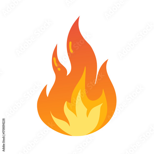 Fire clipart vector illustration, burning flame icon, hot blaze symbol, cartoon fiery design isolated on white background, digital graphic art.
