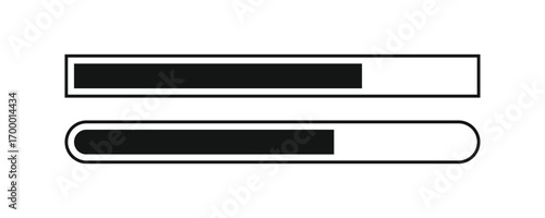 Progress bar icon set. The simple design includes a square and a rounded loading bar, great for website interfaces, software, and application loading concepts