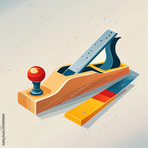 Woodworking Tools Wood Plane and Chisel on Light Beige Backdrop