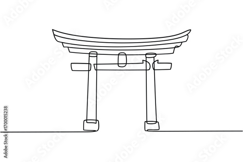 Minimalist line art of a japanese torii gate