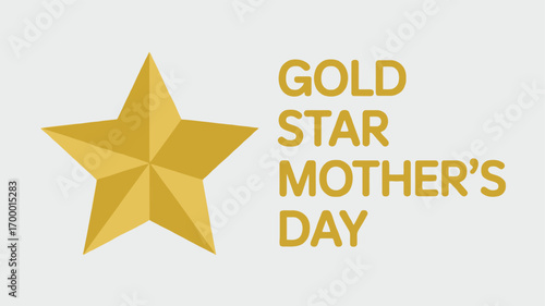 Gold Star Mother’s Day Flat Vector Illustration with Star Icon