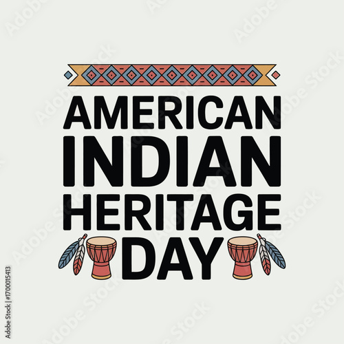 American Indian Heritage Day Flat Vector Illustration with Cultural Symbols