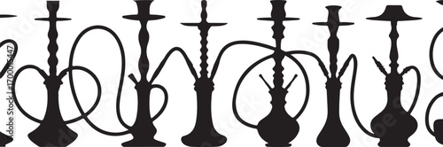 Seamless Hookah Pattern Vector Art: Middle Eastern Smoking Device Background Illustration
