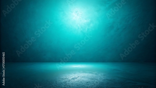 Teal Textured Background: Moody, Dramatic Studio Lighting, Empty Space, Reflective Floor