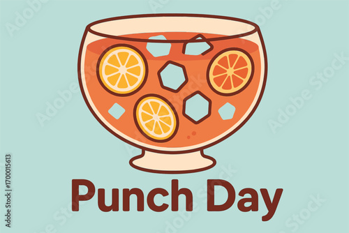 Punch Day Flat Vector Illustration with Drink Icons